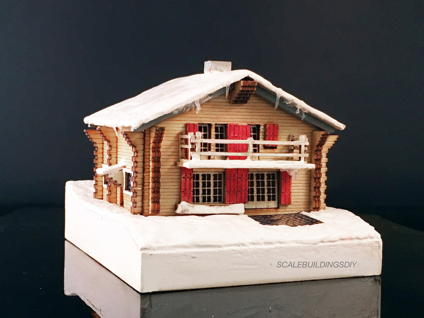 1:144th micro miniature wood kit model Swiss ski Chalet Lasercut Model Miniature house model gift for Father’s Day traditional model making