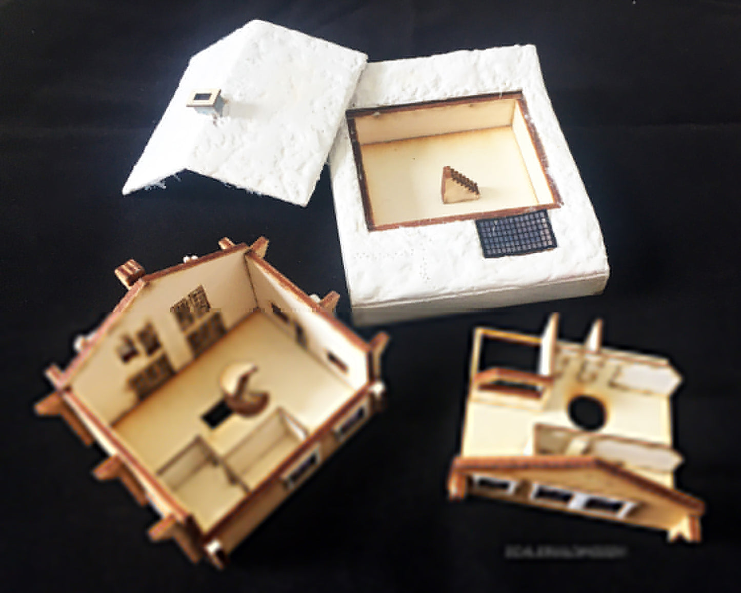 1:144th micro miniature wood kit model Swiss ski Chalet Lasercut Model Miniature house model gift for Father’s Day traditional model making