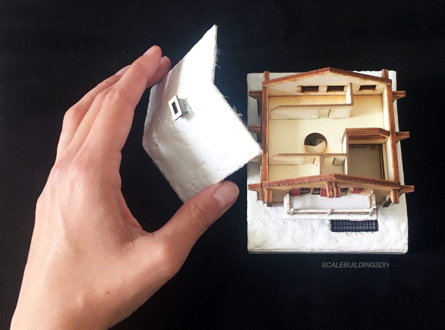 1:144th micro miniature wood kit model Swiss ski Chalet Lasercut Model Miniature house model gift for Father’s Day traditional model making