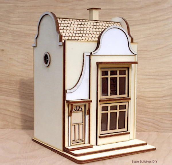 1:48th Quarter Scale Dutch Style House Laser-Cut Wooden Dollhouse KIT model