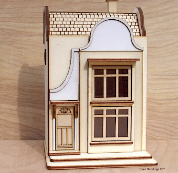 1:48th Quarter Scale Dutch Style House Laser-Cut Wooden Dollhouse KIT model