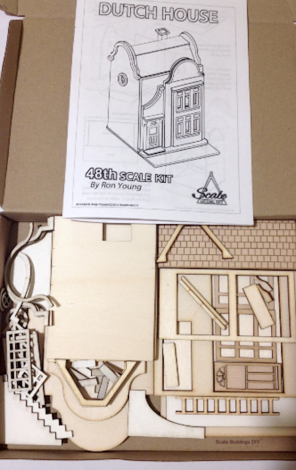 1:48th Quarter Scale Dutch Style House Laser-Cut Wooden Dollhouse KIT model