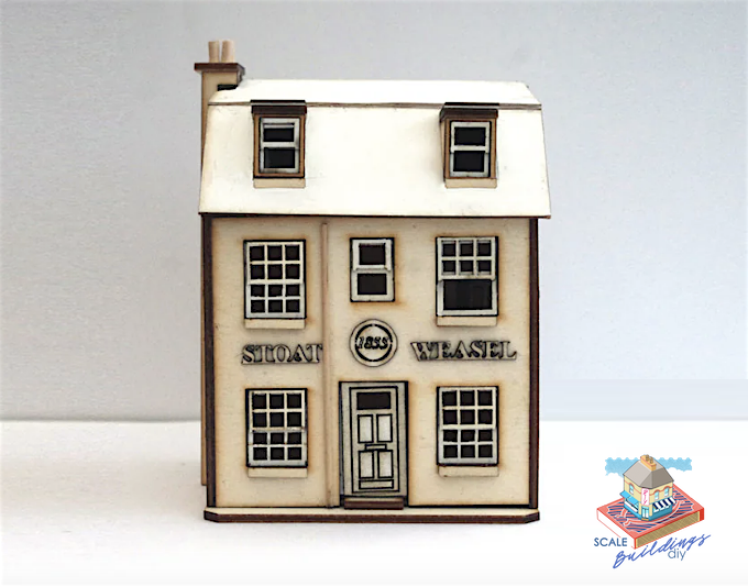 1:48th Scale Miniature dolls house Tavern Wooden KIT - STOAT & WEASEL model gift