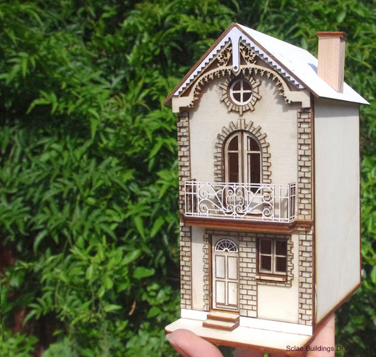 1:48 FRENCH STYLE BUILDING Quarter scale hobby Model kit wood continental european gift