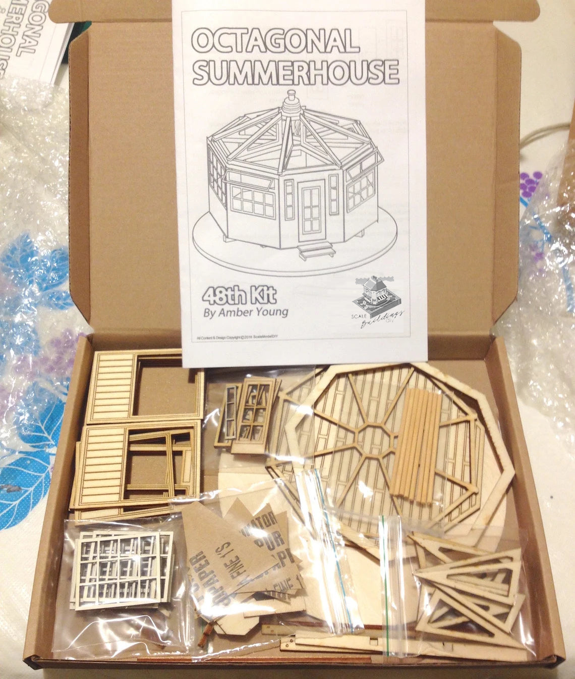 Octagonal Summerhouse in 1:48th Quarter scale Dollhouse miniature.
