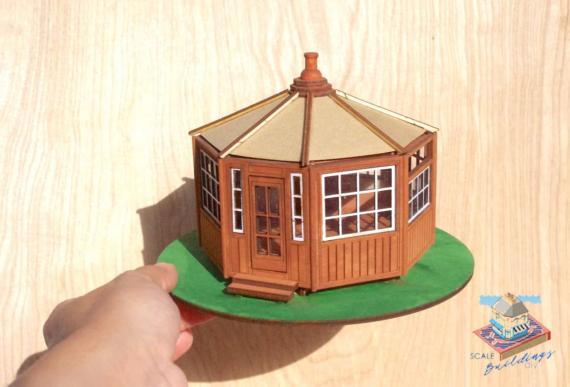 Octagonal Summerhouse in 1:48th Quarter scale Dollhouse miniature.
