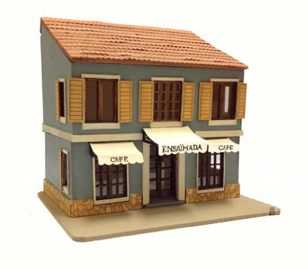 QUARTER SCALE DOLLHOUSE Miniature cafe model kit building gift for Christmas Cafe Ensaïmada Spanish Townhouse 1/48