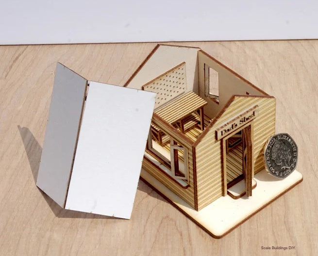 QUARTER SCALE DOLLHOUSE miniature 1/48 tool shed garden shed fathers day gift wood kit model