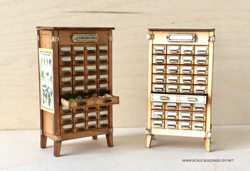 Narrow Apothecary Cabinet Kit from Castle Crafts - 1/12 Scale