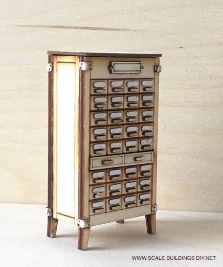Miniature furniture 1/24 half scale herbalist apothecary dollhouse cabinet wood cabinet kit model gift