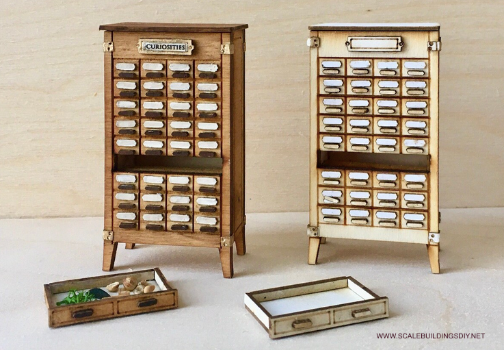 Miniature furniture 1/24 half scale herbalist apothecary dollhouse cabinet wood cabinet kit model gift