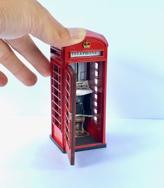 LONDON K6 TELEPHONE BOX ooak one of a kind telephone booth unique model home decor dollhouse miniature artwork gift famous london landmarks