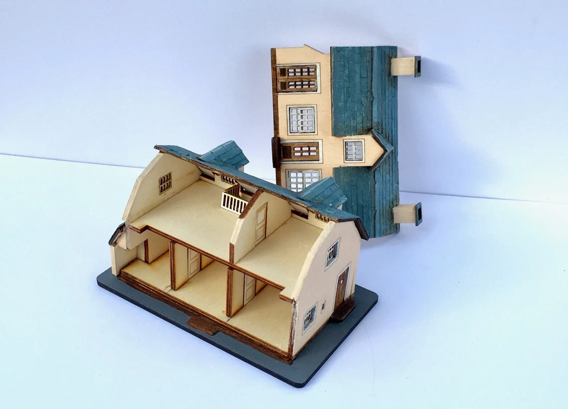 1/144 DOLLHOUSE MINIATURE Ploughmans farmhouse kit model easy wood craft gift 1:144 micro tiny house
