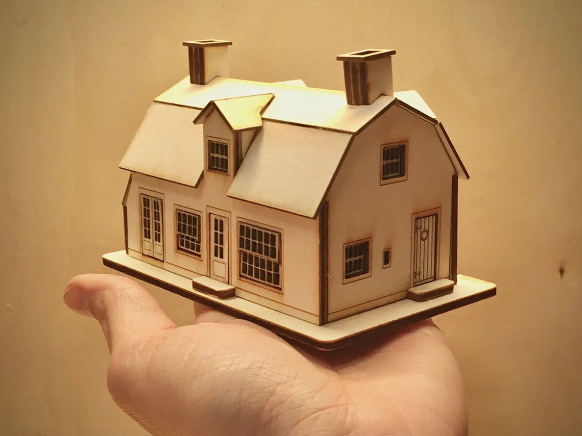 1/144 DOLLHOUSE MINIATURE Ploughmans farmhouse kit model easy wood craft gift 1:144 micro tiny house