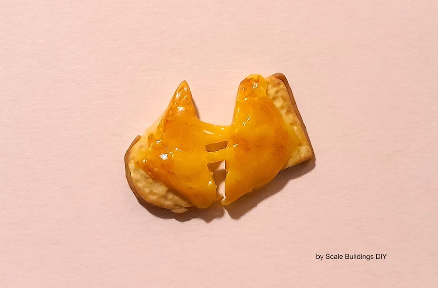 Handmade Cheese on Toast Slice Dollshouse Accessory 1:12th