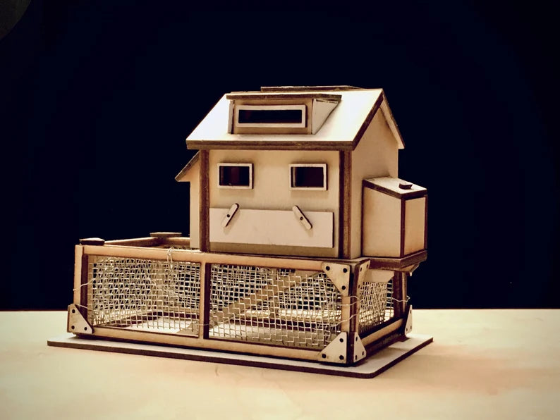 HALF SCALE DOLLHOUSE chicken run farm 1/24 model kit model gift coop chicken run wood kit hen house