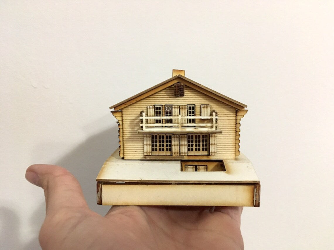 1:144th Micro Scale Swiss Ski Chalet Miniature Wood Model
