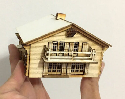 1:144th Micro Scale Swiss Ski Chalet Miniature Wood Model