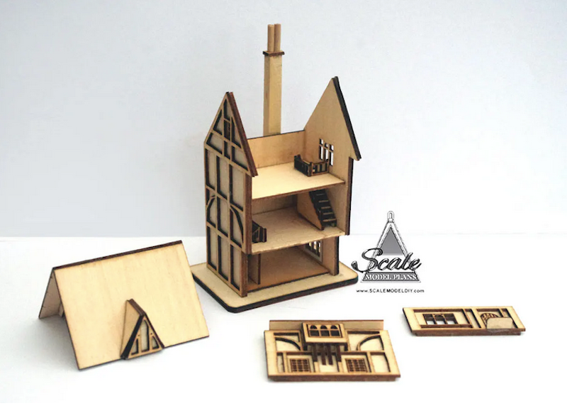 The Smugglers Rest Tudor Inn 1/144th Dolls House Miniature Laser Cut Kit model