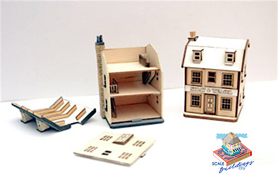 MICRO MINI DOLLHOUSE 1/144 English pub traditional tavern building wood kit model minature pub gift model Stoat & Weasel Tavern