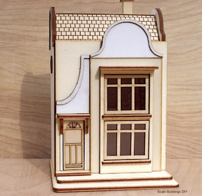 1:48th Quarter Scale Dutch Style House Laser-Cut Wooden Dollhouse KIT model