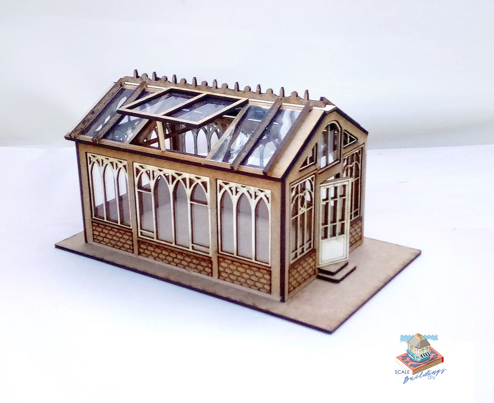 1:48th dolls house miniature Victorian Conservatory Orangery model kit in quarter scale