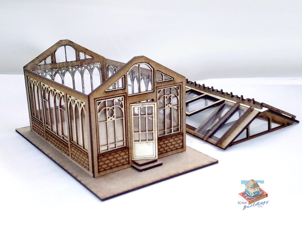 1:48th dolls house miniature Victorian Conservatory Orangery model kit in quarter scale