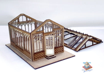 1:48th dolls house miniature Victorian Conservatory Orangery model kit in quarter scale