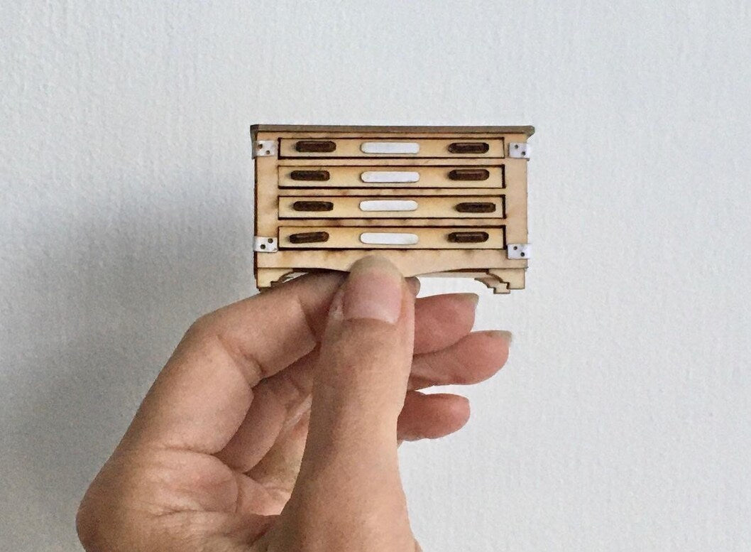 1:24th Miniature Industrial Drawer Kit Set 1x Vertical & 1x Horizontal dollhouse cabinet per pack
