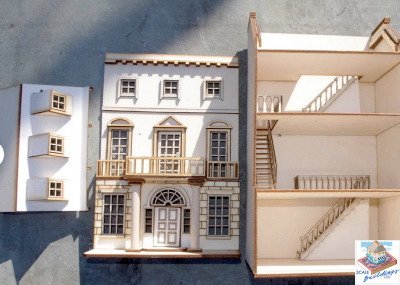 GEORGIAN STYLE DOLLHOUSE Dollshouse miniature kit model gift quarter scale easy to build 1/48