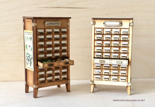 Miniature furniture 1/24 half scale herbalist apothecary dollhouse cabinet wood cabinet kit model gift