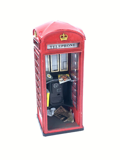LONDON K6 TELEPHONE BOX ooak one of a kind telephone booth unique model home decor dollhouse miniature artwork gift famous london landmarks