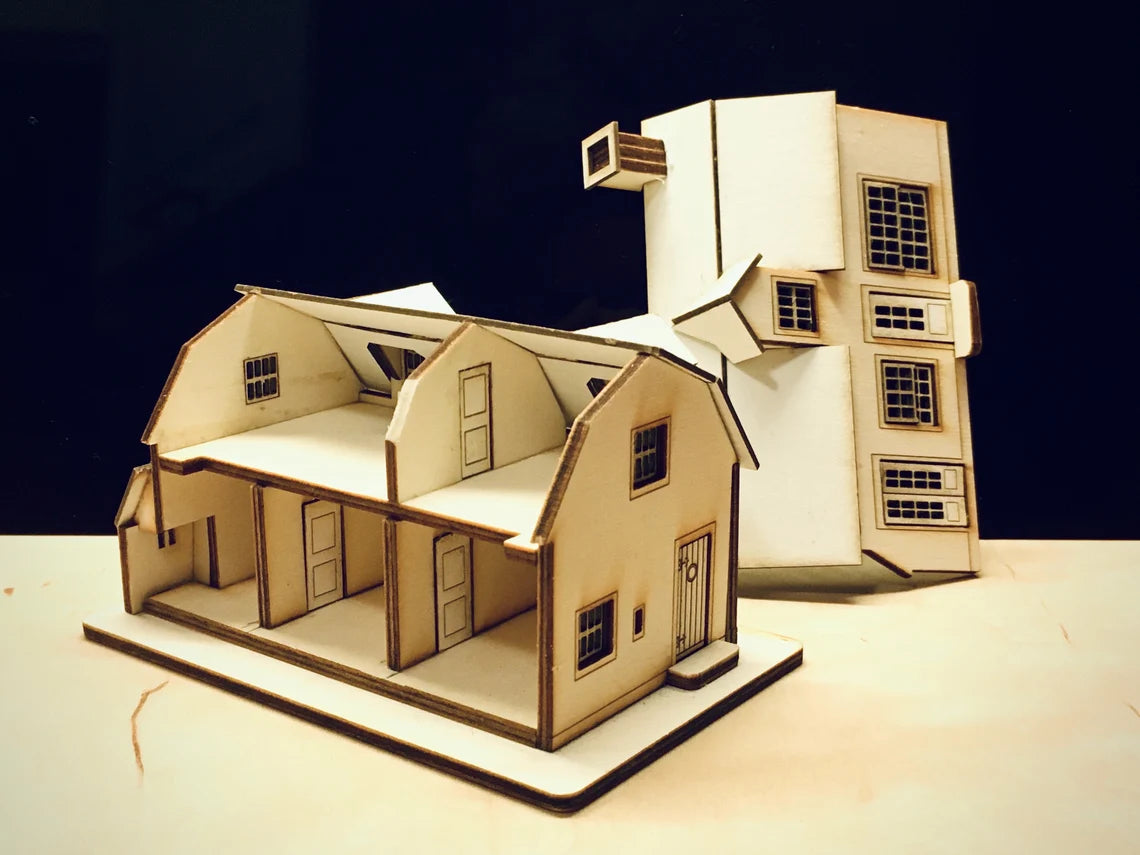 1/144 DOLLHOUSE MINIATURE Ploughmans farmhouse kit model easy wood craft gift 1:144 micro tiny house