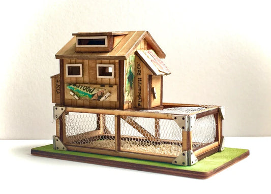 HALF SCALE DOLLHOUSE chicken run farm 1/24 model kit model gift coop chicken run wood kit hen house