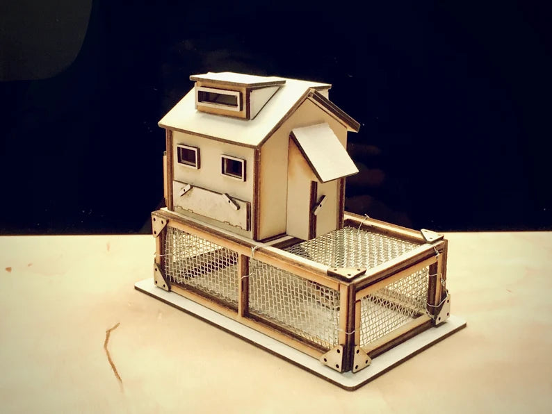 HALF SCALE DOLLHOUSE chicken run farm 1/24 model kit model gift coop chicken run wood kit hen house