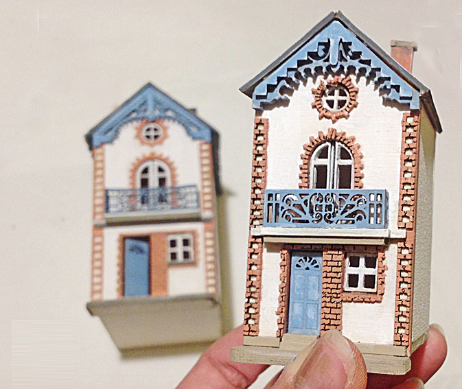 1/144 DOLLHOUSE MINIATURE micro scale house french style continental house wood model gift for her