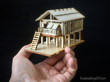 1:100 TABLETOP GAMING TERRAIN Asian water hut fishing hut model kit building wood model gift (2 houses per kit)