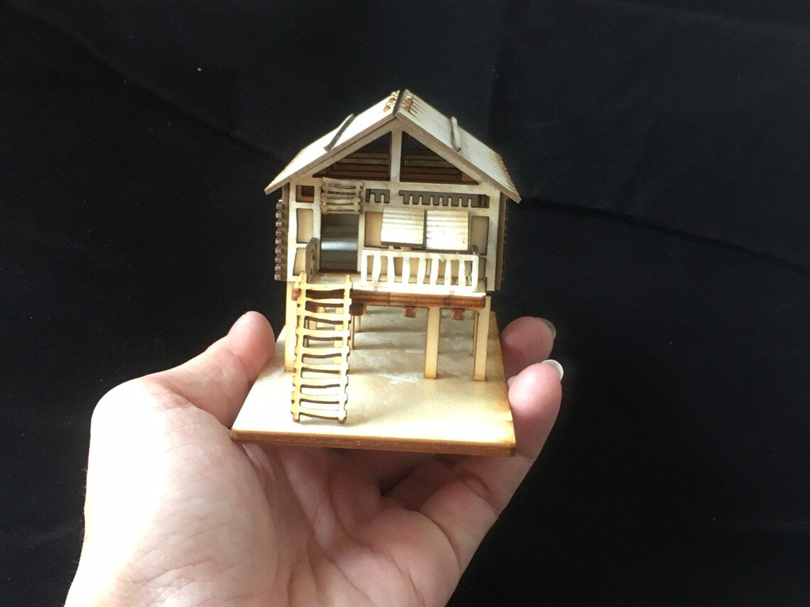 1:100 TABLETOP GAMING TERRAIN Asian water hut fishing hut model kit building wood model gift (2 houses per kit)